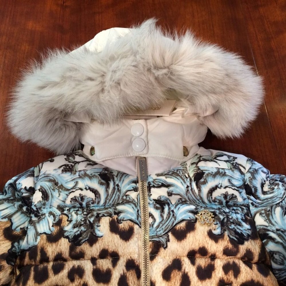 ROBERTO CAVALLI**Fur Hooded Down Coat 3-6 Mo. $795 - Picture 2 of 8